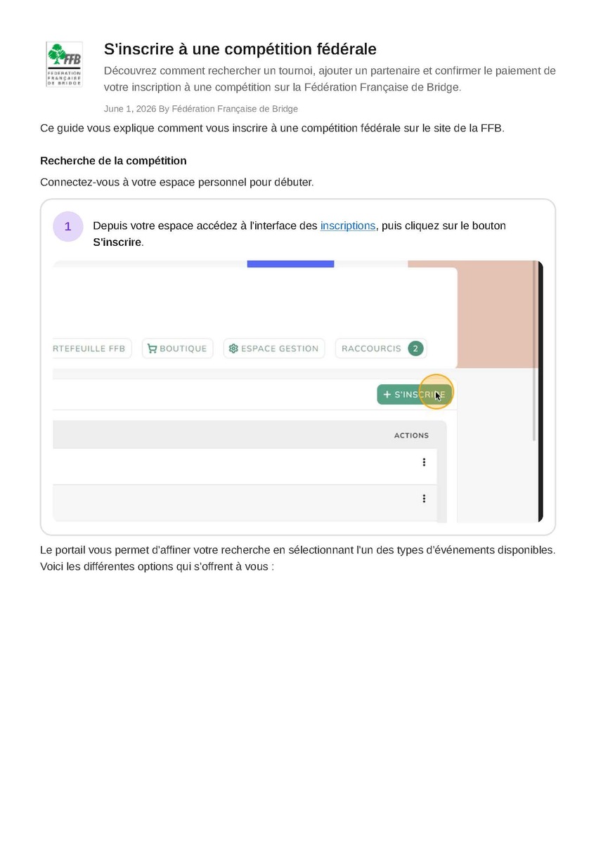 Guide pour les inscriptions aux compétitions
